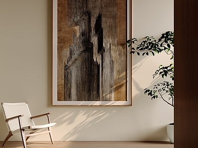 侘寂抽象挂画 线条层叠山水挂画 棕黑竖纹肌理油画 新中式线条抽象画 复古线条意境挂画 茶室竖版山水画