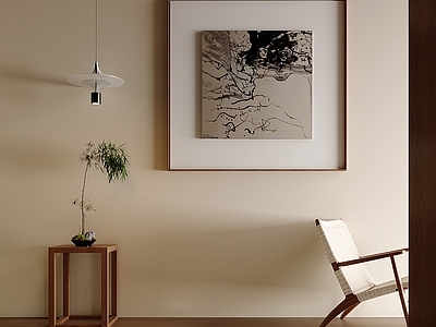 新中式挂画 框中框水墨肌理画 侘寂国风方形挂画 留白禅意新中式画 样板间客厅装饰画 随性墨线抽象画作