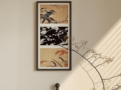 新中式挂画 中古风装饰画 花鸟画 花艺