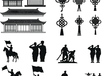 其他图库 人物 剪影 贴图 线稿 纹理