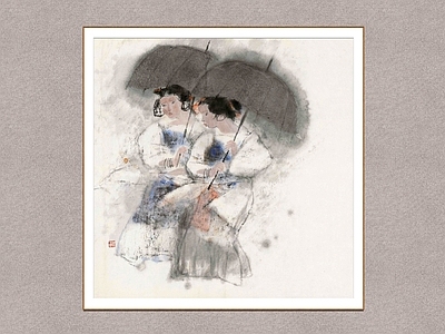 新中式画框 雨归 彝族女孩 周思聪 装饰画