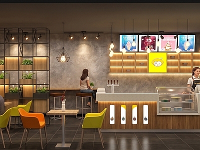 工业风奶茶店 奶茶店 咖啡厅 果汁饮品店