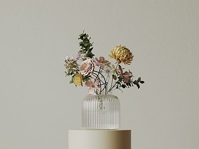 极简花艺 现代中古花瓶花艺 新中式花瓶 侘寂风装饰品 极简玻璃花瓶 餐桌陶瓷花瓶