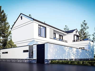 新中式独栋别墅 新中式 中式 现代