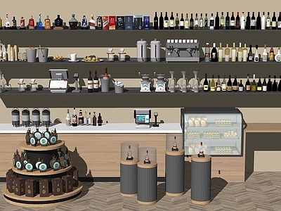 现代简约烟酒店 吧台酒水组合 水吧台售卖柜 酒水展柜