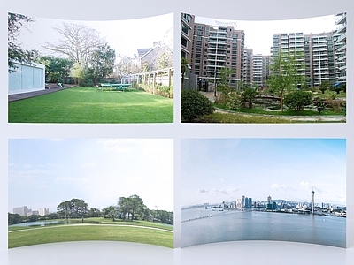 现代主义住宅景观 环绕背景户外外景 城市背景背景环绕