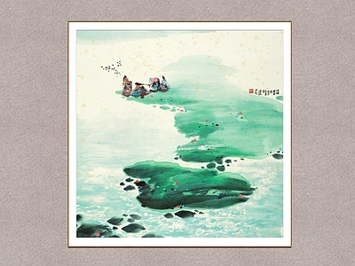 新中式山水画 滨水人家 华拓 山水人家 装饰画