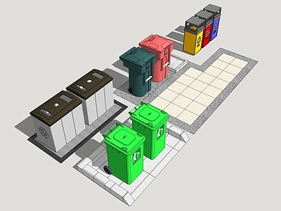 现代其他公用器材 垃圾桶 垃圾箱 城市垃圾桶