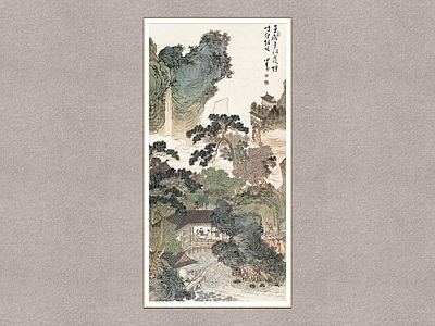 中式山水画 鱼戏图 溥儒 山水画 装饰画