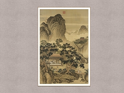 中式山水画 陋室铭 山水画 隐士图 装饰画 古画