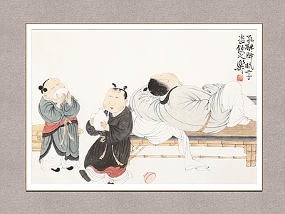 中式画框 醉酒图 人物画 徐乐乐 装饰画