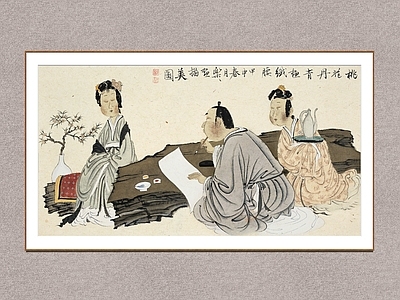 中式画框 桃花丹青 徐乐乐 装饰画