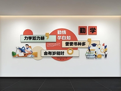 现代简约学校展厅 现代校园文化墙 展示墙