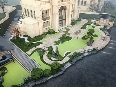 新中式景观别墅庭院 欧式别墅庭院景观 欧式建筑 庭院景观 日式庭院景观 庭院亭子