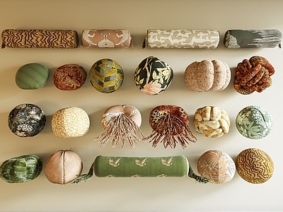 波西米亚家居用品展厅 中古风抱枕 颈椎枕 新中式中古靠枕 复古枕头 花朵抱枕