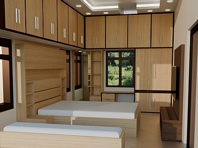 原木风家居卧室