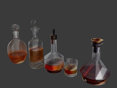 现代酒具 酒瓶 玻璃瓶 玻璃杯 杯子