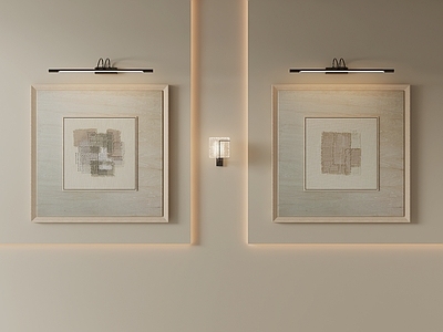 侘寂挂画 日式简约挂画 米色抽象壁画 双幅肌理装饰画 客厅双联装饰画 原木框肌理画