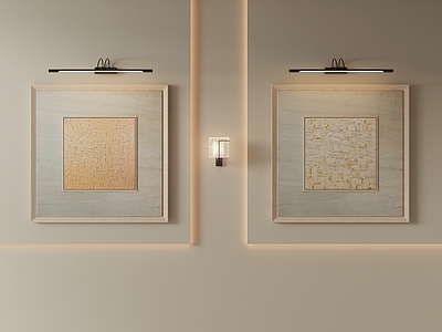 极简挂画 浅黄肌理双联画 玄关手绘装饰画 抽象线条艺术画 茶室素色装饰画 日式双联挂画