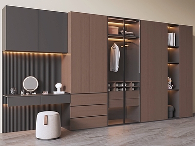 意式极简衣柜 衣柜梳妆台一体