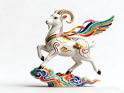 中式雕塑摆件 羊陶瓷雕塑 居家摆件 美陈 陶瓷艺术品