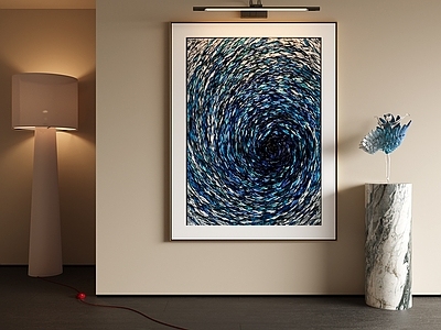 现代简约抽象画 蓝白肌理挂画 竖版抽象油画 样板间装饰画 入户玄关油画 极简现代挂画