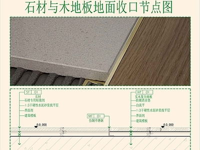 木地板 石材与木地板收口 地面收口节点大样 复合木地板节点图