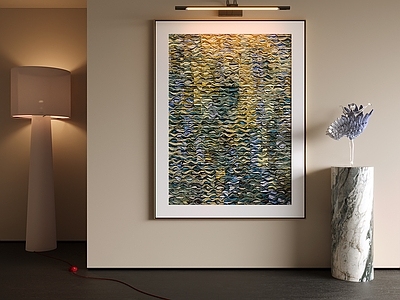 意式极简抽象画 侘寂风肌理挂画 现代简约油画 入户玄关装饰画 黄绿撞色抽象画 客厅落地艺术画