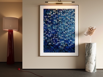 意式极简抽象挂画 现代简约艺术画 蓝白波浪挂画 竖版抽象装饰画 克莱因蓝肌理画 客厅抽象装饰画