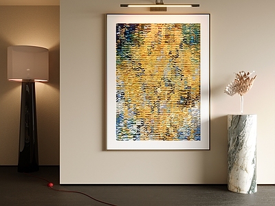 轻奢抽象挂画 玄关竖版抽象画 金色波纹肌理画 轻奢装饰画 极简意式挂画 百搭艺术挂画