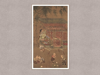 中式画框 货郎 民俗画 古画 装饰画