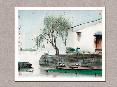 新中式山水画 乡情 江南水乡 杨明义 梦里水乡 装饰画