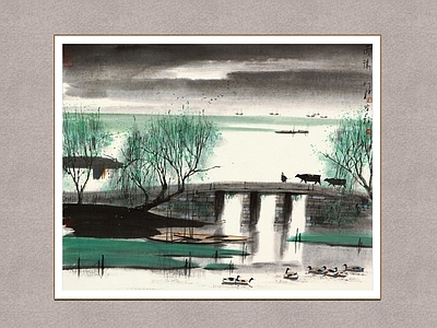 新中式山水画 雨后老家 江南水乡 杨明义 装饰画