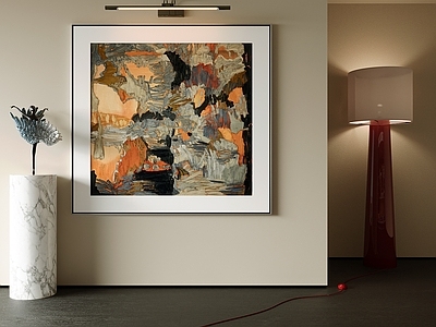 现代简约抽象画 色块抽象油画 橙灰抽象装饰画 现代艺术挂画 肌理笔触装饰画 玄关方形艺术画