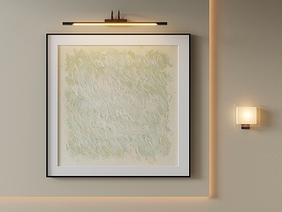 奶油风挂画 极简手绘油画 清新侘寂挂画 浅绿肌理抽象画 原木风方形挂画 玄关简约挂画