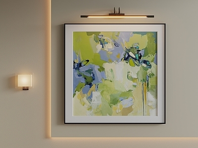 现代简约抽象挂画 冷调色块挂画 侘寂风抽象挂画 客厅方形肌理画 治愈系色彩油画 蓝绿撞色手绘