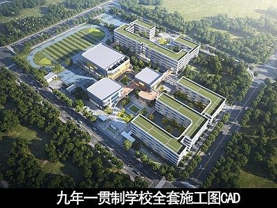 学校建筑 九年一贯制学校 学校全套施工图 学校 初中 小学