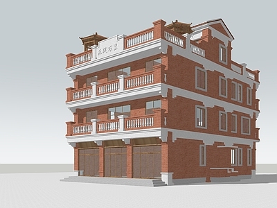 新中式风格建筑 红砖住宅
