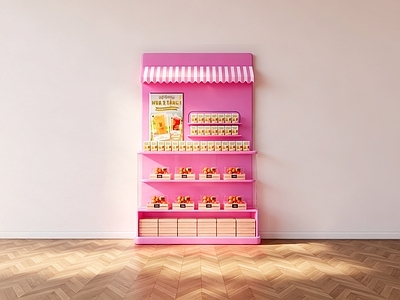 现代礼品堆头 展示柜 马卡龙色 美陈