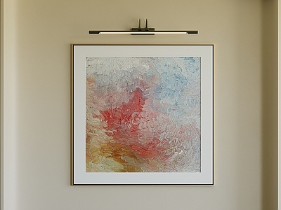 奶油风抽象挂画 侘寂抽象装饰画 撞色肌理油画 红蓝肌理抽象画 厚涂方形装饰画 玄关抽象油画