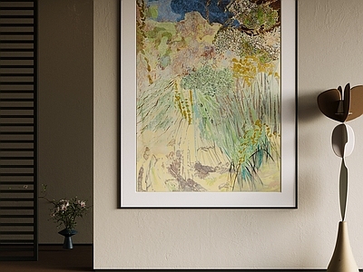 侘寂抽象挂画 印象派风景装饰画 色彩肌理风景画 竖版植物风景画 复古山野油画 客厅复古风景挂画