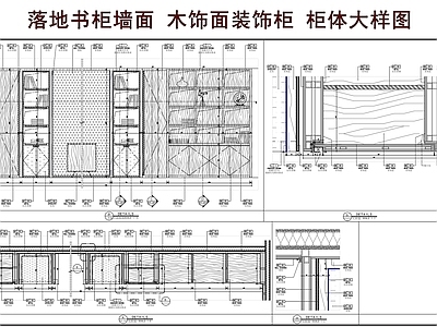 柜体节点 木饰面装饰柜 落地书柜 柜体墙面 柜子大样图