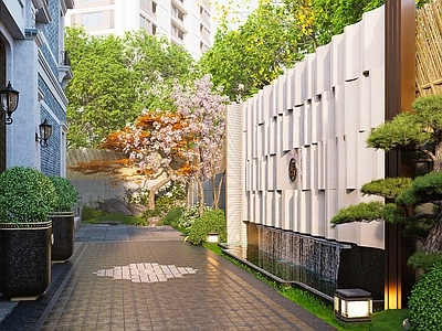 新中式景观景墙 景墙 背景 对景