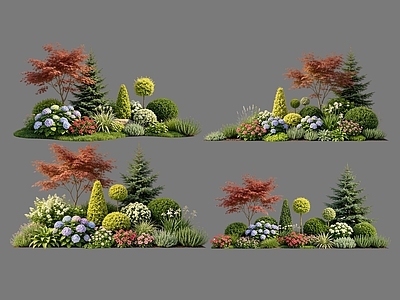 现代主义花境 2D花境植物组团 花卉花镜 花草镜植物组合 花草花丛 地被花灌木球