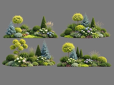 现代主义花境 2D花境植物组团 花卉花镜 花草镜植物组合 花草花丛 地被花灌木球