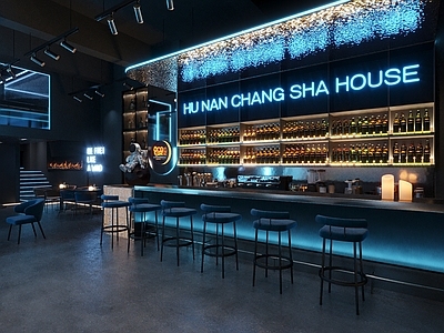 赛博朋克风酒吧 科技酒吧 现代酒吧 轻奢酒吧