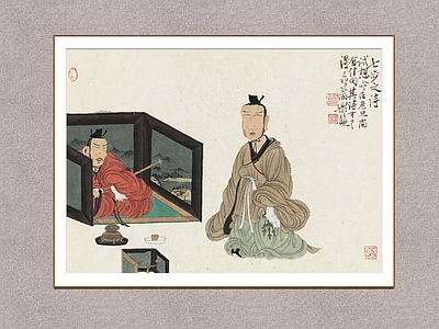 中式画框 七步之诗 人物画 徐乐乐