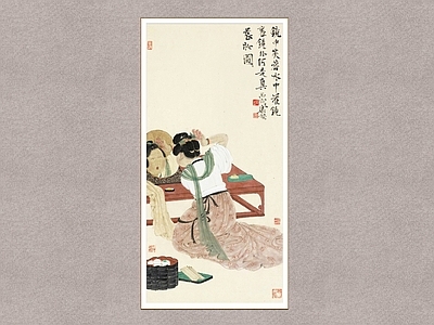 中式画框 晨妆图 徐乐乐 装饰画 人物画
