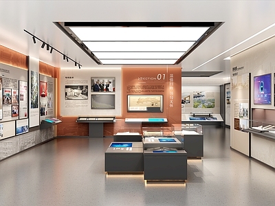 现代简约企业文化展厅 校史馆 党建展厅 历史文化展厅 方志馆 展柜展台