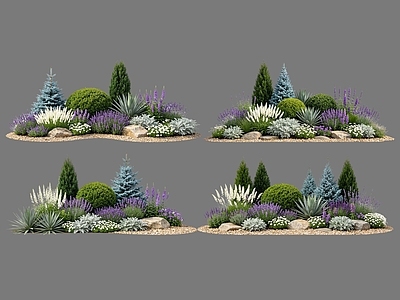 现代主义花境 2D花境植物组团 花卉花镜 花草镜植物组合 花草花丛 地被花灌木球